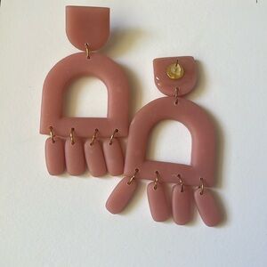 Pale pink polymer clay earrings